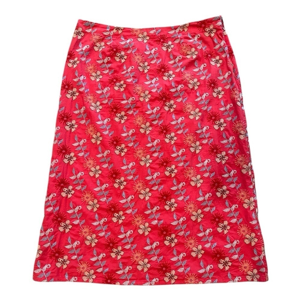 JOHNNY WAS Dark Pink Floral Embroidered Skirt,
Side Zip, Below Knee Length, L - Picture 4 of 13